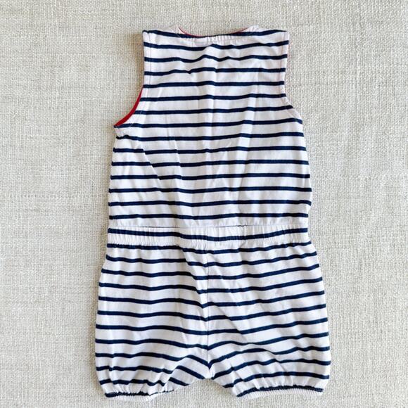 Baby Boden Navy and White Striped Romper VGUC 6-12mo - Picture 2 of 5